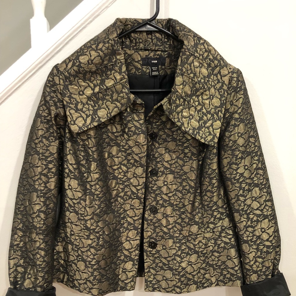 H&M bronze/gold embroidered blazer